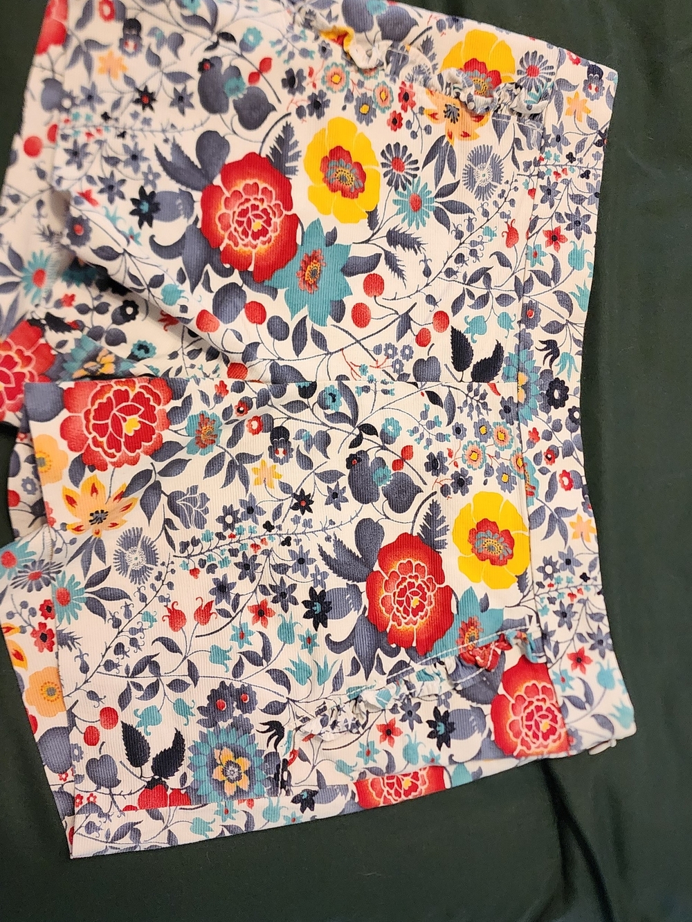 LOFT Floral Print Shorts in White with Red, Yellow & Blue Flowers